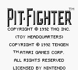 Pit-Fighter title screen for GameBoy